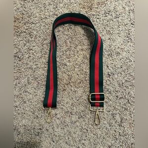 Green and Red Stripe Bag Strap